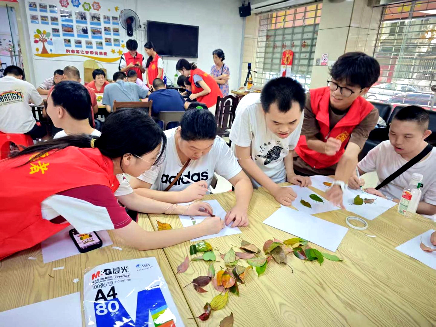歌声伴着叶子画，湖工院志愿者教残障人享受大自然
